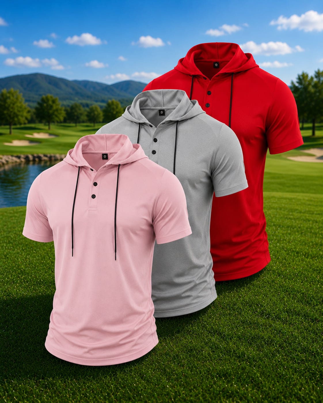 Short Sleeve Button Hoodie